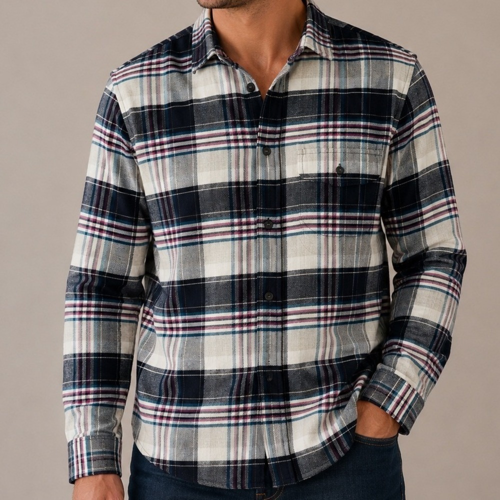 Aeropostale Plaid Flannel Shirt Men's Small NWT Elbow Patch Cotton Button Up